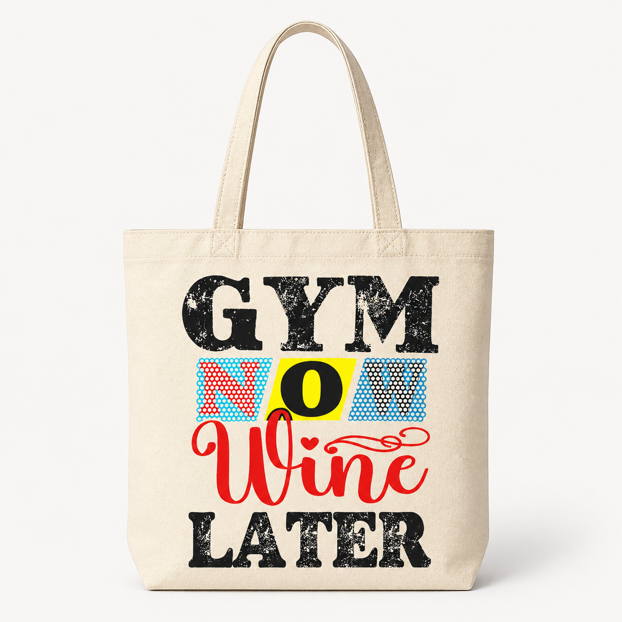 Premium Unisex Gym Now Wine Later Canvass Tote Bag