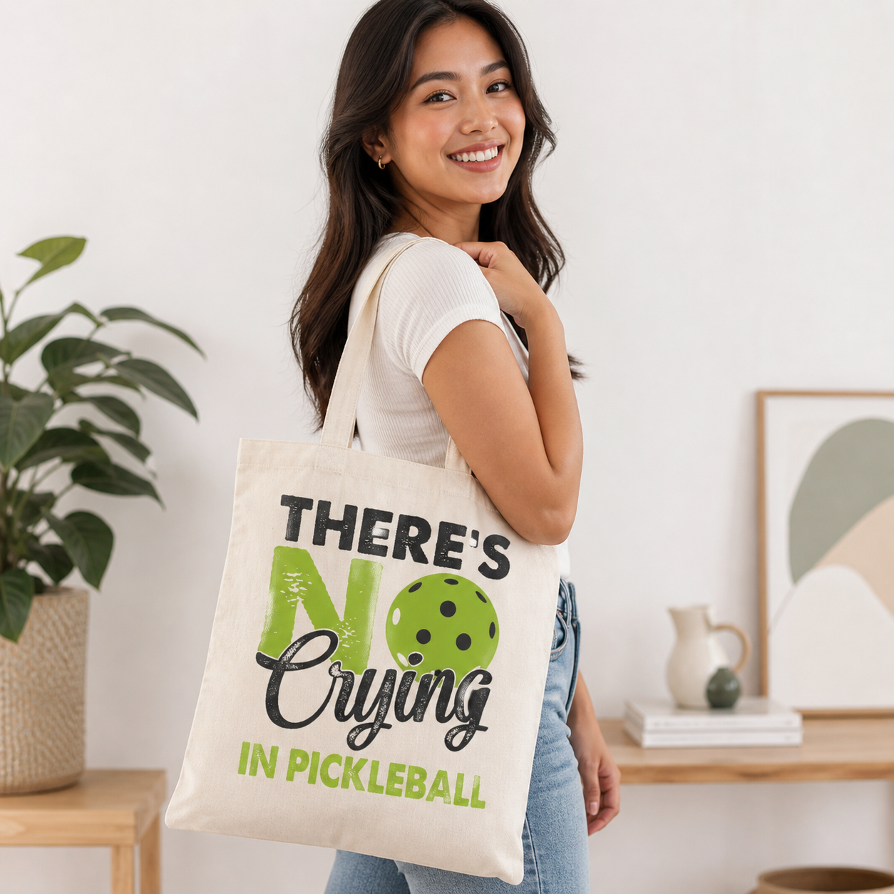 Pickleball Tote Bag Philippines Canvas Style | No Crying In Pickleball Design