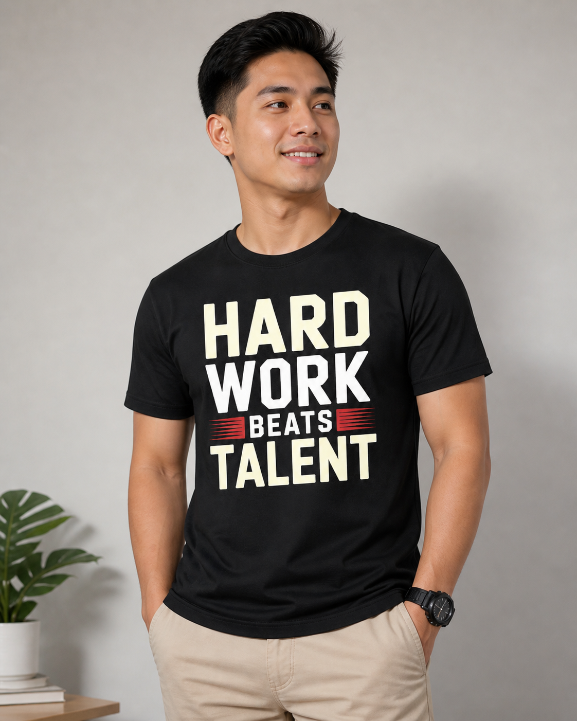 Motivational Shirt Unisex Classic Fit Tee | Hard Work Beats Talent