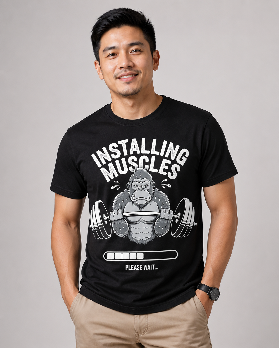 Funny Gym Shirt Unisex Classic Fit Tee | Installing Muscles Please Wait