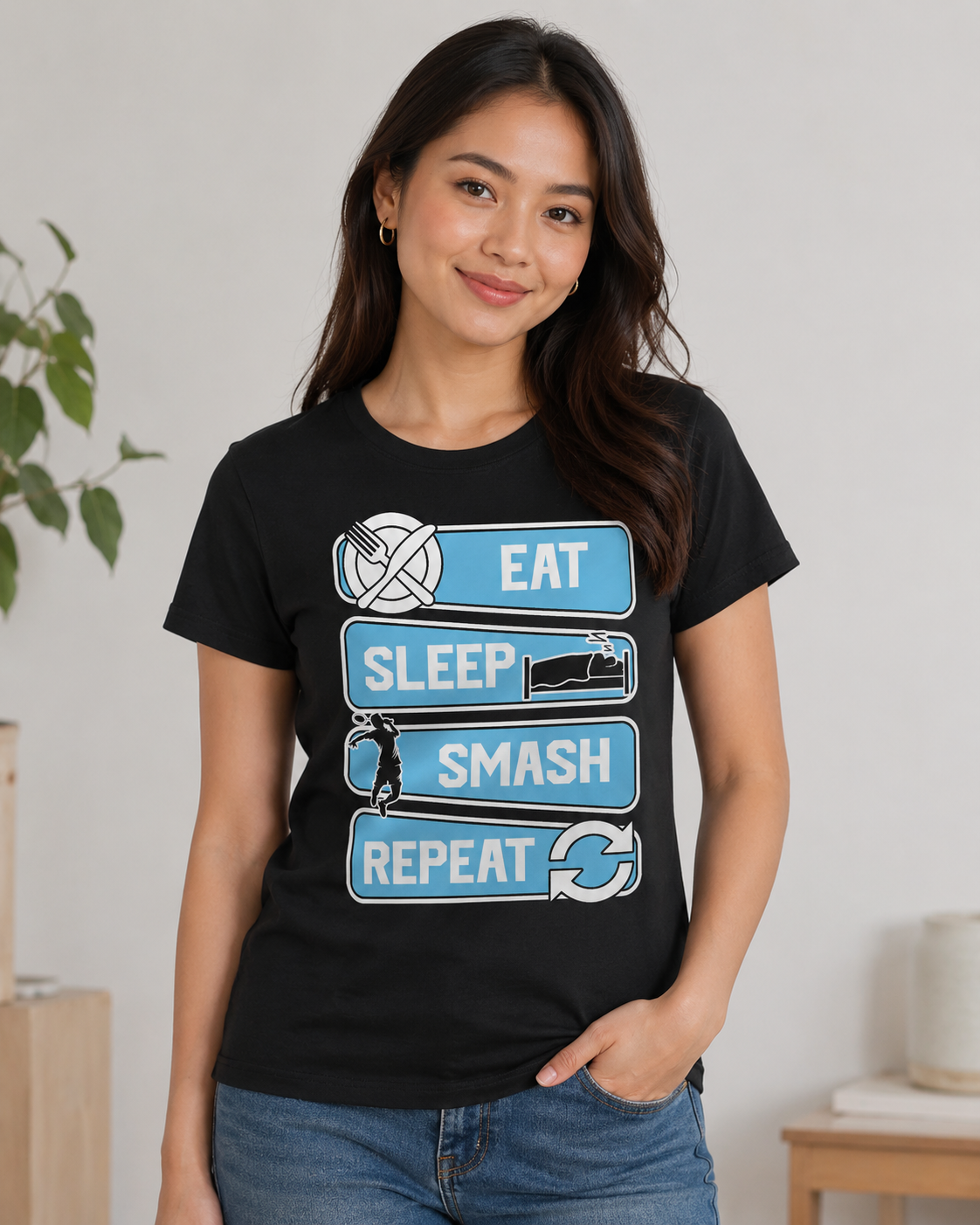 Badminton Shirt Unisex Classic Fit Tee | Eat Sleep Smash Repeat